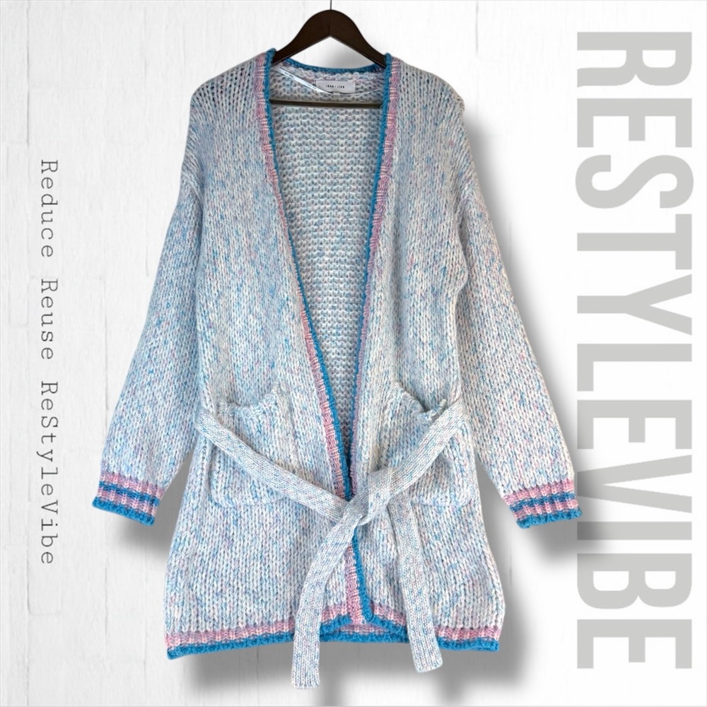 JOHN + JENN Women’s Size S Cardigan Sweater Open Front W/ Tie Pockets